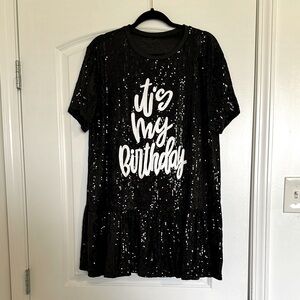 Black Sequin 'It's My Birthday' Dress